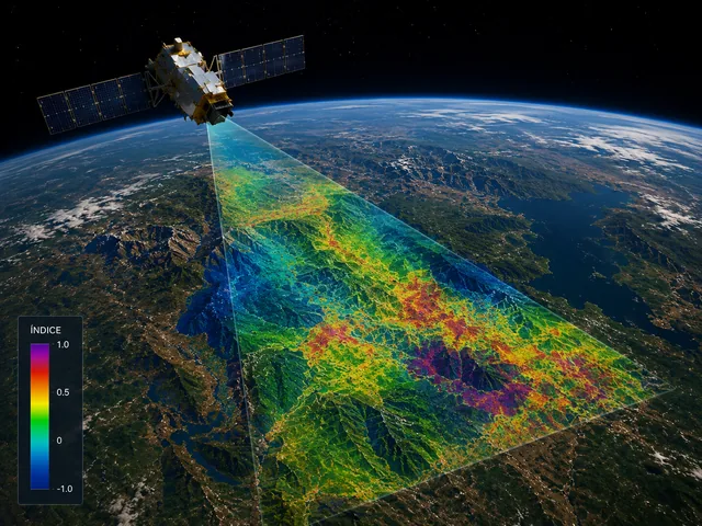 Satélite capturando información geoespacial de la superficie terrestre